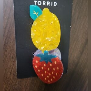 Torrid Lemon & Strawberry Claw Hair Clips, NEW!